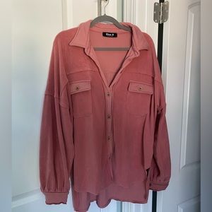 Plush pink shacket Sz L